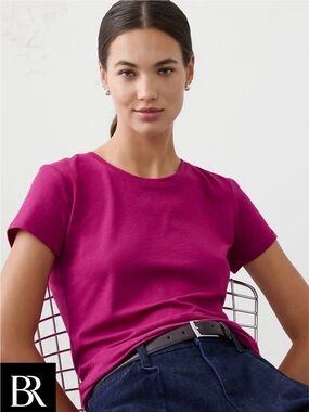 Banana Republic Timeless Crew-Neck T-Shirt Size S Camu Berry